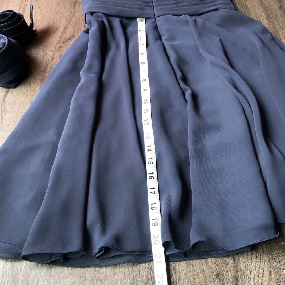 Mori Lee Strapless Slate Blue Cocktail Dress - Picture 8 of 10